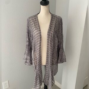Casual Express Women Floral and Square Embroidery open-front duster cardigan | S